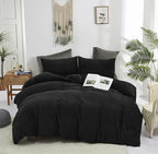 CLOTHKNOW Black California King Comforter Set Velvet Bedding Comforter Sets Soft Flannel Comforters Black Comforter with 2 x Pillow Cases