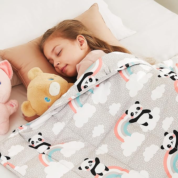 CuteKing Weighted Blanket (7lbs, 40"x 60", HappyPanda) Heavy Blanket for 60-80lbs, Weighted Blanket for Cooling & Heating with Premium Glass Beads, Thick Blanket All-Season