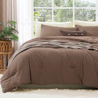 WRENSONGE Super King Comforter Set - 3 Pieces Prewashed Brown Comforter Soft Lightweight for All Seasons,Down Alternative Comforters Super King Size with 2 Pillow Shams