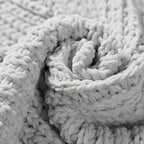 Amélie Home Knit Throw Blanket, Soft Chenille Cozy Breathable Chevron Chunky Decorative Blanket for Couch, Bed & Sofa, French-Inspired Lightweight Warm Gift for Women, Light Gray, 50"x60"
