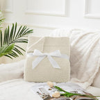 CYMULA Super Soft Knit Throw Blanket Throw Size Beige - Lightweight Plush Fuzzy Fluffy Warm Cozy Blankets and Throws for Sofa Bed All Season Use, 50x60 inches