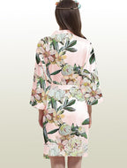 WJing Yi Jia Womens Satin Kimono Robe Silky Robes Floral Bathrobe Bride Bridesmaid Wedding Bridal Dressing Gown Loungewear