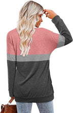 Magritta Women's Long Sleeve Leopard Color Block Tunic Comfy Crewneck T Shirt Tops Black XL