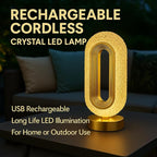 USB Rechargeable Crystal LED Lamp – Cordless Touch Control, 3 Light Modes, Gold Finish, Dimmable Bedside Nightstand, Dinner Table, Restaurant Table, Camping, Cabin, & Office and Home Décor Light