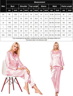 SWOMOG Long Sleeve Pajamas Set Silk Satin Sleepwear Button Down Pjs Loungewear with Pocket