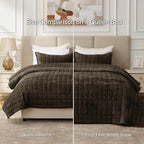 BEDELITE Velvet Quilt Set King Size - Luxury Velvet Comforter Bedding Set 3 Pieces, Lightweight Soft Cozy Mocha Brown Oversized Bedspread Coverlet for All Seasons with 2 Pillow Shams