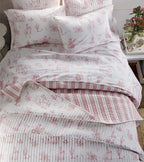 Rod's True Western Dusty Rose Cowgirl Twin Quilt, Vintage Western Toile Bedding, Pink and White, Reversible Cotton Quilt, 68x86 Inch