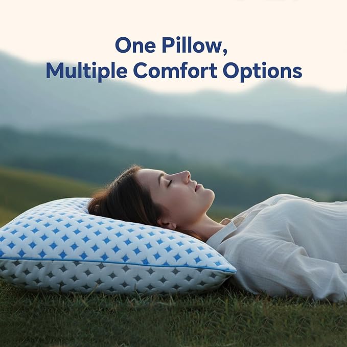 Memory Foam Pillows 2 Pack – Adjustable Loft Cooling Pillows Queen Size Set of 2 for Sleeping, Firm, Supportive, and Breathable Design for Hot, Side, Back, and Stomach Sleepers