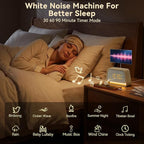 Vivilumens Wooden Alarm Clock White Noise Sound Machine for Sleep 10 Soothing Sounds 10 Natural Sounds for Adults Sleeping Digital Dimmable Night Light Gentle Clock for Bedroom Dual Alarm Ideal Gift