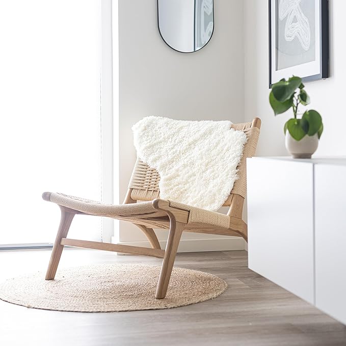 Nordic Sheep Real Sheepskin Rug Short Hair 2x3 ft | Bedside Rugs for bedrooms, Sofa, Chair or Dining Table | Each Sheepskin is Unique and Created by Nature | Small Fluffy Rug in White