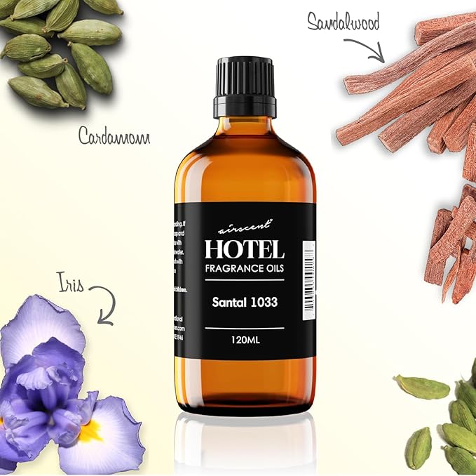 AirScent Santal Diffuser Oil No. 1033 - Santal-33 Inspired Perfume Dupe - Cardomom Sandalwood Iris - Premium Fragrance Oil for Ultrasonic and Waterless Diffusers and Crafting - 30 mL, 1 fl oz