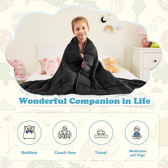 CuteKing Weighted Blanket (10lbs, 40"x 60", Grey) Heavy Blanket for 90-100lbs, Breathable Microfiber Material with Glass Beads All-Season Summer Fall Winter Soft Thick