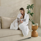 Soft Knitted Throw Blanket - 50x60 Inch Cozy & Lightweight All-Season Blanket, Wrinkle-Resistant Polyester for Couch, Bed, Sofa, Reading Nook (White)