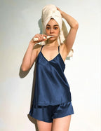 Ekouaer Silk Pajamas for Women Satin Cami Pjs Set V Neck Camisole Shorts Set Adjustable Strap Sleepwear
