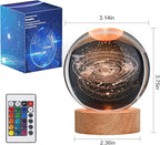 Large 3D Solar System Crystal Ball, Crystal Lamp 16 Color Changing Night Light with Remote Control for Bedroom Decor, Ideal Birthday Gift for Teens Boys and Girls, Solar System Model