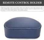 QIELIZI Remote Control Holder, PU Leather Remote Caddy Desktop Organizer with 5 Spacious Compartments for TV Remotes/Media Controllers/Office Supplies (1-Carbon Blue