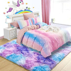 Noahas 6x9 Area Rugs for Living Room,Tie-Dyed Blue and Purple Area Rug,Big Shaggy Rugs for Bedroom,Fluffy Large Carpet,Soft Kids Rug Non Slip Reduce Noise Room Decor