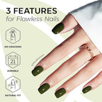 Modelones Moss Green Press on Nails, Short Square Fake Nails, Reusable Nail Kit with Nail Glue Adhesive Tabs Mini Nail File, Spring Nails Press Ons 32Pcs16 Sizes, Women Girl Gift