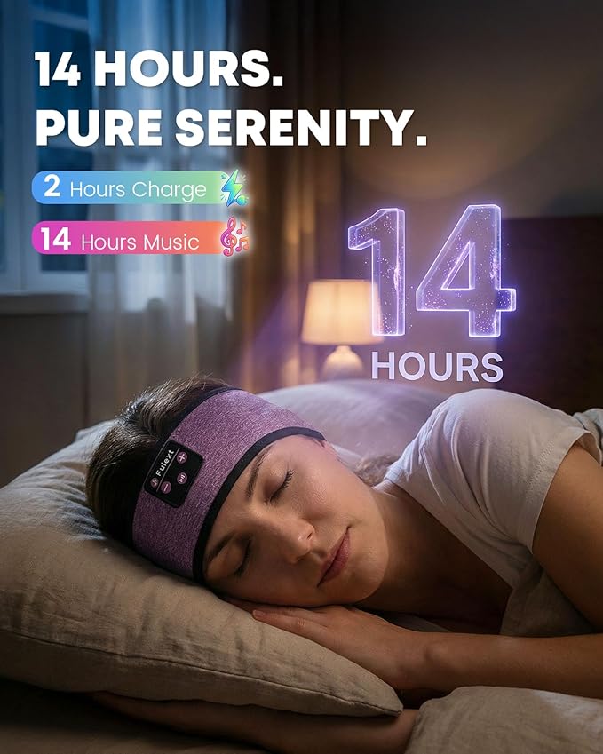Sleep Headphones Headband Wireless Bluetooth 5.4 - Soft, Breathable, Ultra-Thin Speakers for Side Sleepers, Workout, Airplane Travel, Relaxation
