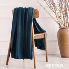 RECYCO Cable Knit Navy Blue Throw Blanket Twin Size for Couch, Super Soft Warm Cozy Decorative Knitted Throw Blanket 3.6LB for Bed, Sofa, Chair Large 60"x80"