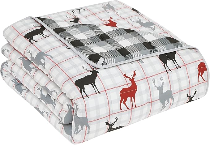 CuteKing Weighted Blanket for Adults(15lbs, 48"x72", Deer) Heavy Blanket for 140-150lbs, Weighted Blanket for Cooling & Heating with Premium Glass Beads, Soft Thick Blanket for Adult All-Season