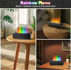 Essential Oil Diffuser, Flame Oil Diffuser - Aromatherapy Humidifier, Sound Activated Music Sync Infrared Remote Control - Perfect for Bedroom Home Office (250ml Rainbow Flame, Black)