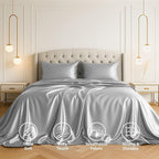 Satin Sheets California King [4-Piece, Grey] Luxury Silky Bed Sheets - Extra Soft 1800 Microfiber Sheet Set, Wrinkle, Fade, Stain Resistant - Deep Pocket Fitted Sheet, Flat Sheet, Pillow Cases