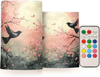 Peach Blossom Moon Bird Flameless Candles Battery Operated Color Changing LED Candles with Remote Control Timer Outdoor Indoor 2 Pack