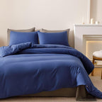 Cottonight Royal Blue Comforter Sets Cal King Dark Blue Bedding Comforter California King Size Quilts Blanket Soft Breathabe Solid Bedding Set for Women Men