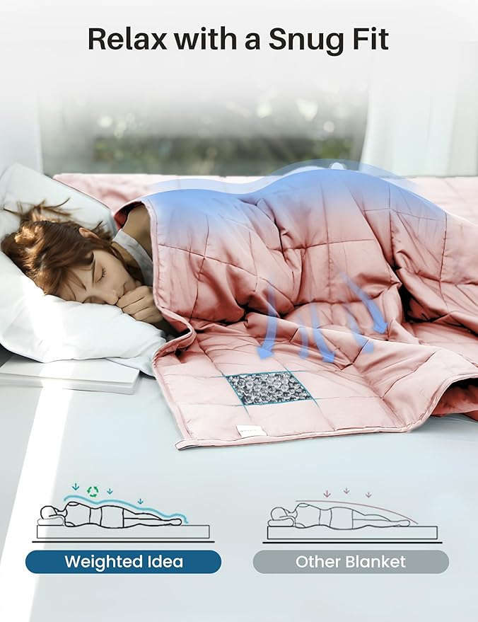 Weighted Idea Weighted Blanket for Adults (Coral Pink,48"x72",20lbs) Cooling Breathable Heavy Blanket with Premium Glass Beads All-Season Soft Thick Comfort