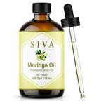 SIVA Moringa Carrier Oil 4oz (118 ml) Premium Cold-Pressed 100% Natural Carrier Oil With Dropper For Skin Care, Hair Care, Scalp Massage & Body Massage