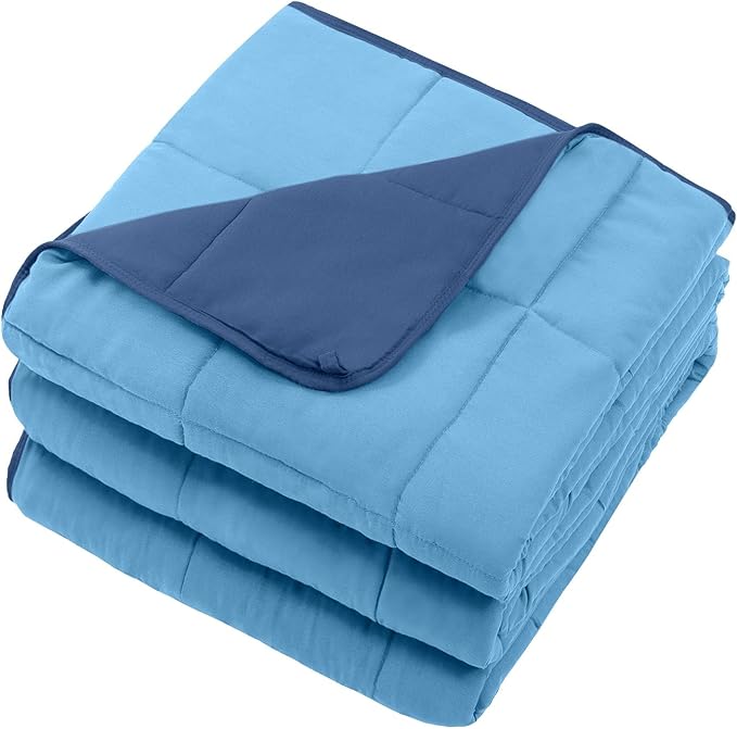 Blue Weighted Blanket for Adults 20lbs, 48"x72"l Twin Full Size Cooling Heavy Throw Blanket for 130-220lbs, Microfiber Soft Thick Big Blankets Weighted Comforter Gifts for Sleeping