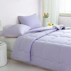 COTTEBED Reversible Softness Pink Purple Twin Comforters Sets for Girl Kids College Dorm, Cute Jersey Knit Lightweight Breathable Fluffy Cozy Comfy Bed Down Comforter Quilt for All Season Twin/Twin XL