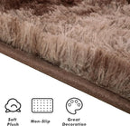 Softlife Area Rug for Living Room, Fluffy Shag Plush 6x9 Brown Rugs for Bedroom Girls Kids, Shaggy Soft Fuzzy Tie Dyed Large Carpet for Dorm Bedside Ultra Cozy Non-Slip Indoor Decor