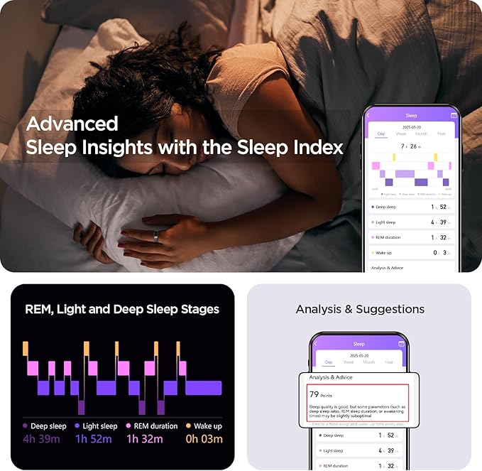 BENIO Gen 2 Smart Ring for Women & Men, Heart Rate,Fitness Tracker with Sleep，Step/Sleep/Blood Oxygen/Heart Rate Tracker, 5ATM Waterproof for iOS and Android,No Subscription, Xmas Gifts,Black 11