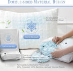 Meoflaw Cooling Pillows for Sleeping Queen Size Set of 2,Shredded Memory Foam Bed Pillow with Pillow Case-Double Sided Material,Adjustable Loft Queen Pillow for Side & Back Sleeper-Medium Firm