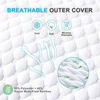 VVZ Cooling Bed Pillows King Size Set of 2, Shredded Memory Foam Pillows for Side Back Stomach Sleepers, Luxury Cool Gel Adjustable Firm Bed Pillows for Sleeping 2 Pack King Size 20 x 36 Inches
