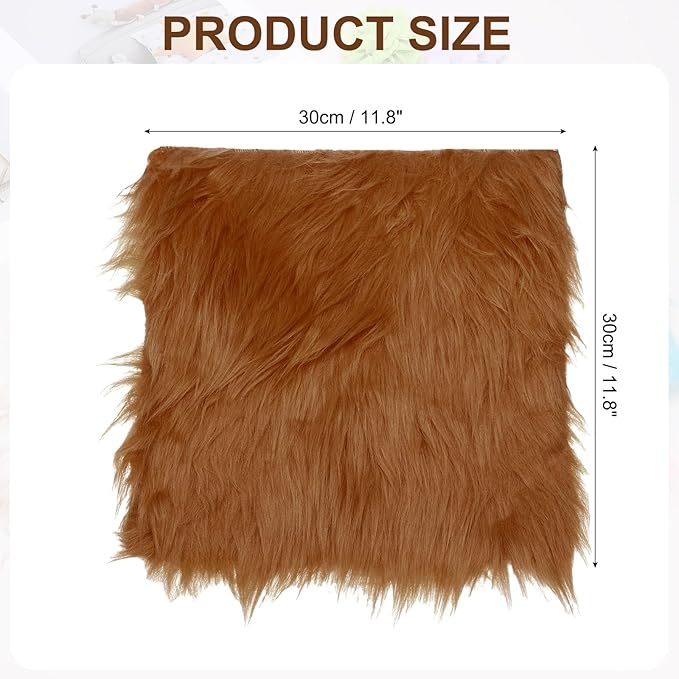 PATIKIL 12" Locker Rug, Small Area Rug Mini Faux Fur Rugs Small Locker Carpet Soft Fluffy Tiny Photography Props Square for Nail Photo Tabletop Background Picture Decoration, Brown