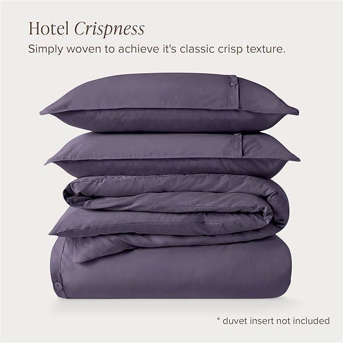 Bare Home 100% Organic Cotton California King Duvet Cover Set - Crisp Percale Weave - Lightweight & Breathable - Cooling Duvet Cover Set (California King, Dusty Purple)