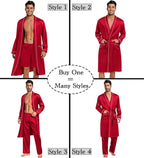 SWOMOG Mens 3 PCS Satin Robe with Pants & Shorts Set Kimono Bathrobe Long Sleeve Sleepwear Pjs Sets with Pockets