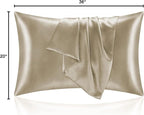 BEDELITE Satin Pillowcase for Hair and Skin, Super Soft and Cooling Similar to Silk Pillow Cases 2 Pack with Envelope Closure, Gift for Women Men(20"x36" King Size, Taupe)