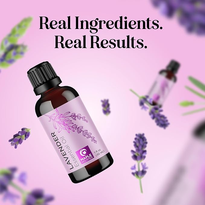 Pure Lavender Essential Oil - Lavender Oil for Hair Skin and Nails Plus Aromatherapy Diffusers Humidifiers Linens and Baths for at Home Spa Self Care - Premium Grade Non-GMO in Glass Bottle (1 Fl Oz)