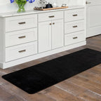 Softlife 2x6 Area Rug for Bedroom Living Room, Solid Black Non-Slip Fluffy Carpet with Soft Low Pile for Kids Boys Girls, Machine Washable Runner Rugs Fuzzy Aethetic Home Dorm Decor