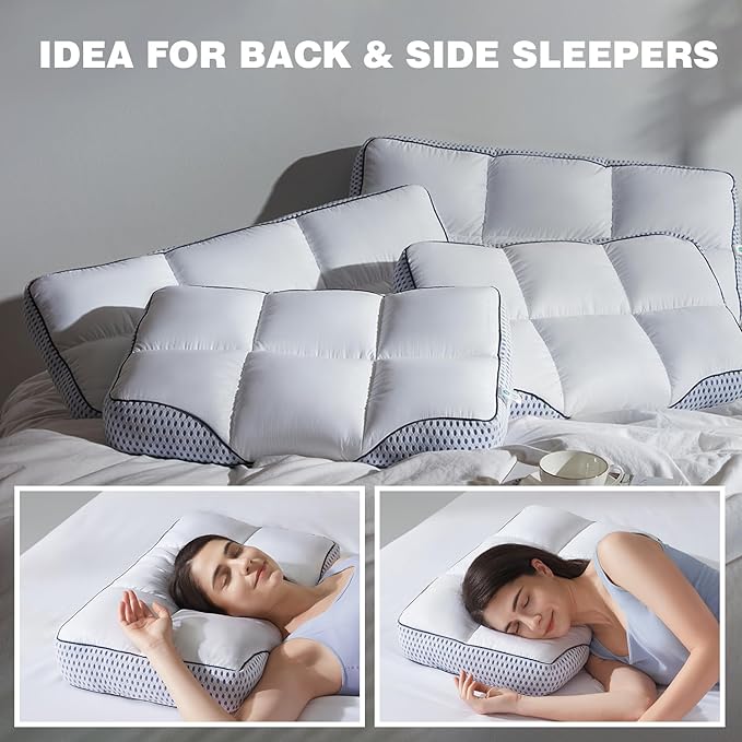 Glaciman Shredded Memory Foam Pillow for Side & Back Sleepers - Firm Ergonomic Pillow for Neck Pain Relief - Machine Washable, Breathable Cooling Mesh Gusset, King (15"x33"x4"), Pack of 1