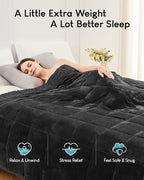 Cottonblue Weighted Blanket 20lbs for Queen Ded - Ultra Soft, Cozy Comfort Sherpa Blanket for Relax and Sleep, Heavy Bed Blankets with Glass Beads, 60x80 Inches,Black