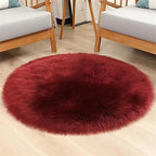 Lifup Soft Round Shaggy Rug, Faux Fur Area Rug, Fluffy Plush Carpets Circle Rugs for Living Room Fuzzy Rugs for Bedroom Under Dining Table Home Office Decor Red 2.3x2.3 Feet