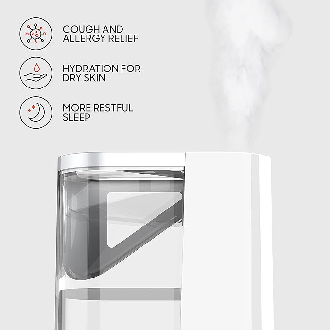 Sharper Image UHS1-SI Ultrasonic Cool Mist Humidifier, 1 Gallon, 2 Settings, Auto Shut-Off, Illuminated Touch Control, Low Water Indicator, Easy Fill Tank, 1.0 Gallon, Ash Woodgrain