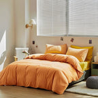 Luxlovery Peach Comforter Set Queen Peachy Pink Bedding Comforter Set Orange Pink Modern Solid Light Orange Blanket Quilts Candy Color 3 Piece Bedding Set for Queen Bed