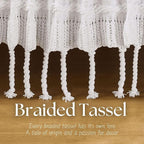 Boho Knitted Chenille Blanket with Tassels - Lightweight & Soft All-Season Throw - 3D Classic Pattern for Living Room Bedroom Couch, Cloud White, Twin 60"x80"