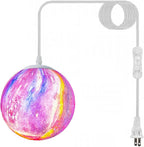 Plug in Pendant Light Fixtures Hanging Ceiling Lamp 16.4ft Cord,7in Colorful Hanging Moon Lamp Galaxy Lamp for Kids Bedroom,Led Moon Light Gift for Girls&Boys Lover Birthday(Bulb Included)